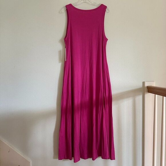 Soft Surroundings NWT Santiago Fuchsia Sleeveless Maxi Dress Pockets Petite L - Picture 3 of 12